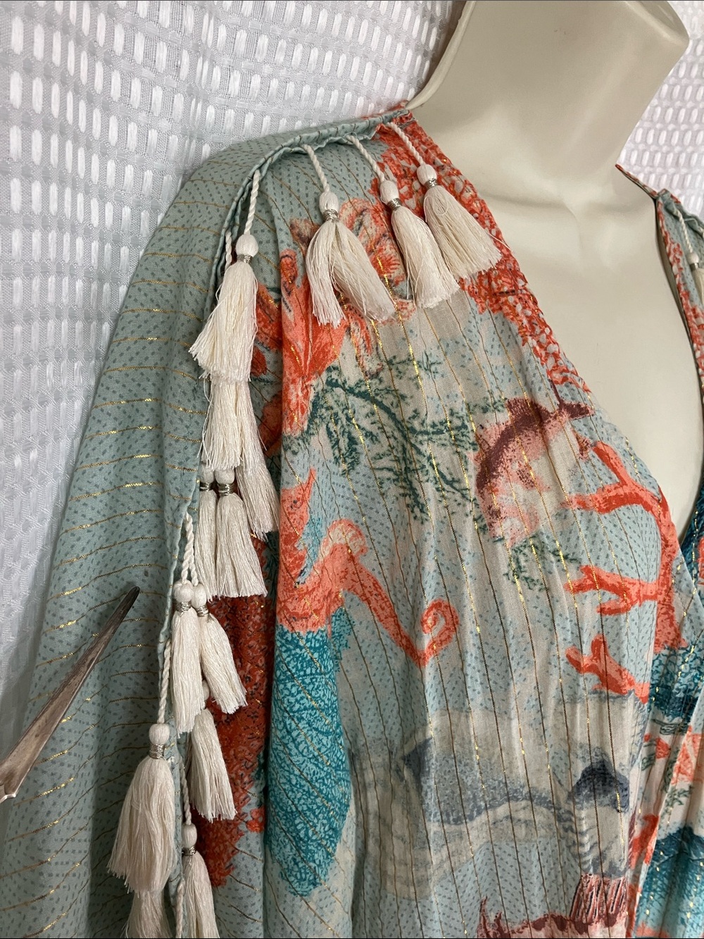 Aratta Silent Journey Coral Reef Tassel Kimono Cover Up - Picture 14 of 14